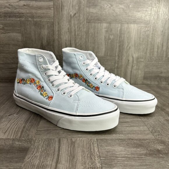 Vans Sk8-Hi Women's size 7 Light Blue Floral Print Skate Shoes - Picture 5 of 8